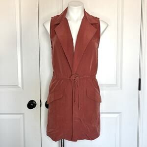 Anthro Elevenses Old Town Collared Drawstring Vest Rust XS